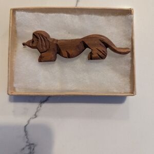 Vintage Wooden Dachshund Lapel Pin